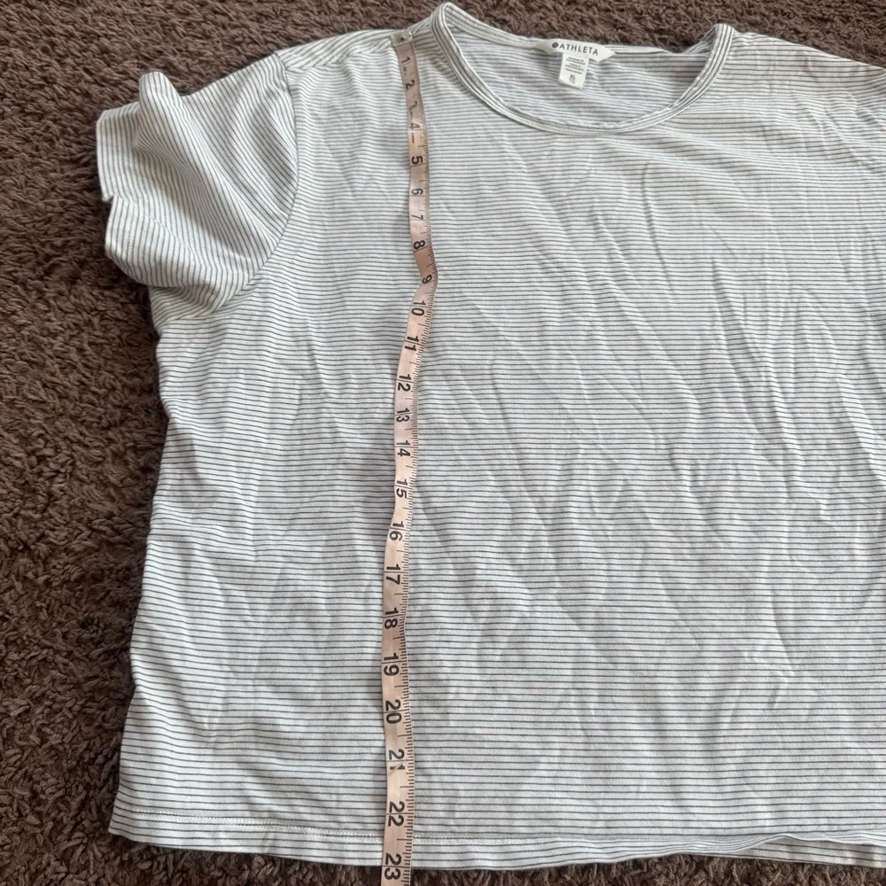Athleta Essential Tee Relaxed Fit Top Black White Striped Cotton Blend Crop XL - Picture 7 of 8